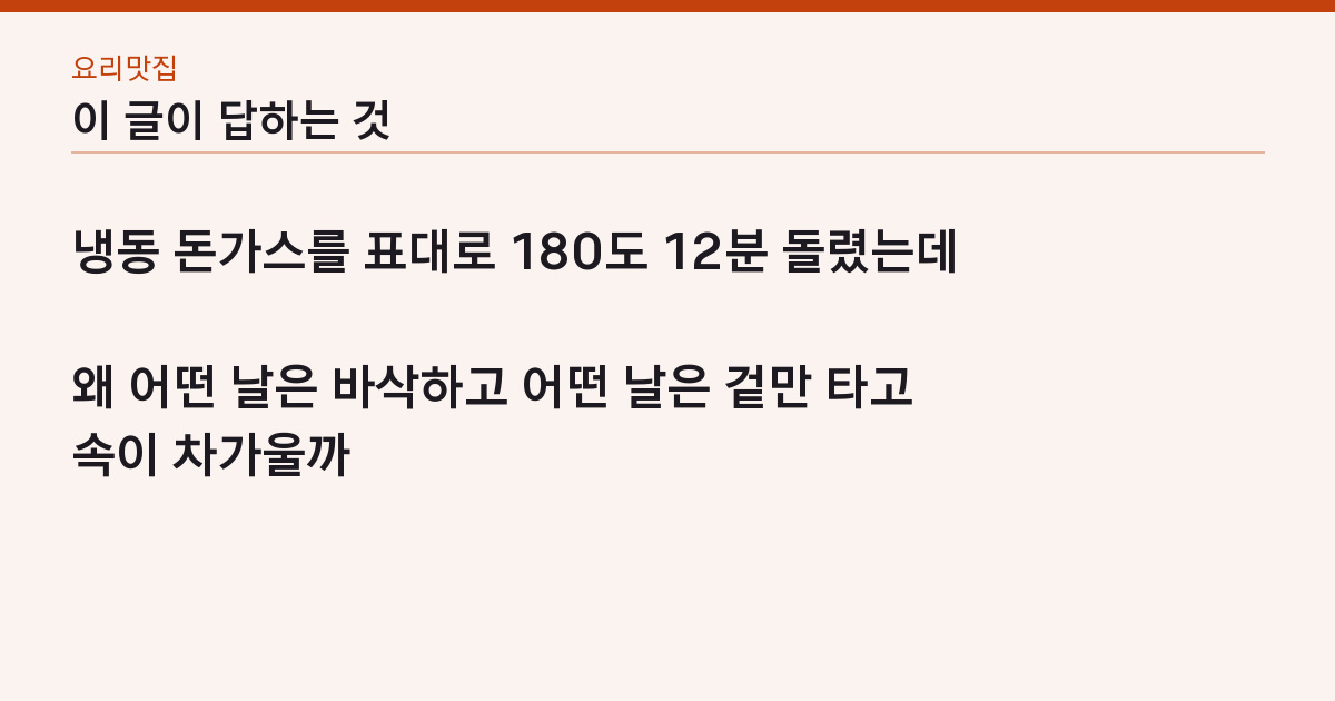 에어프라이어 시간·온도표 22가지 — 고구마 160도부터 냉동피자 180도까지