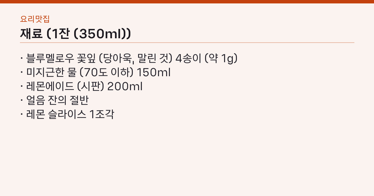 이것 하나로 호텔 음료? 블루멜로우 에이드, 꽃잎 4송이로 스무 잔