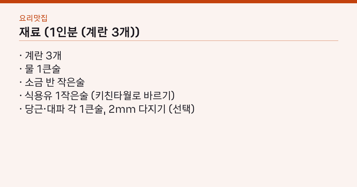 계란말이 레시피 계란 3개·물 1큰술 — 약불 3번 말기, 터지지 않는 순서