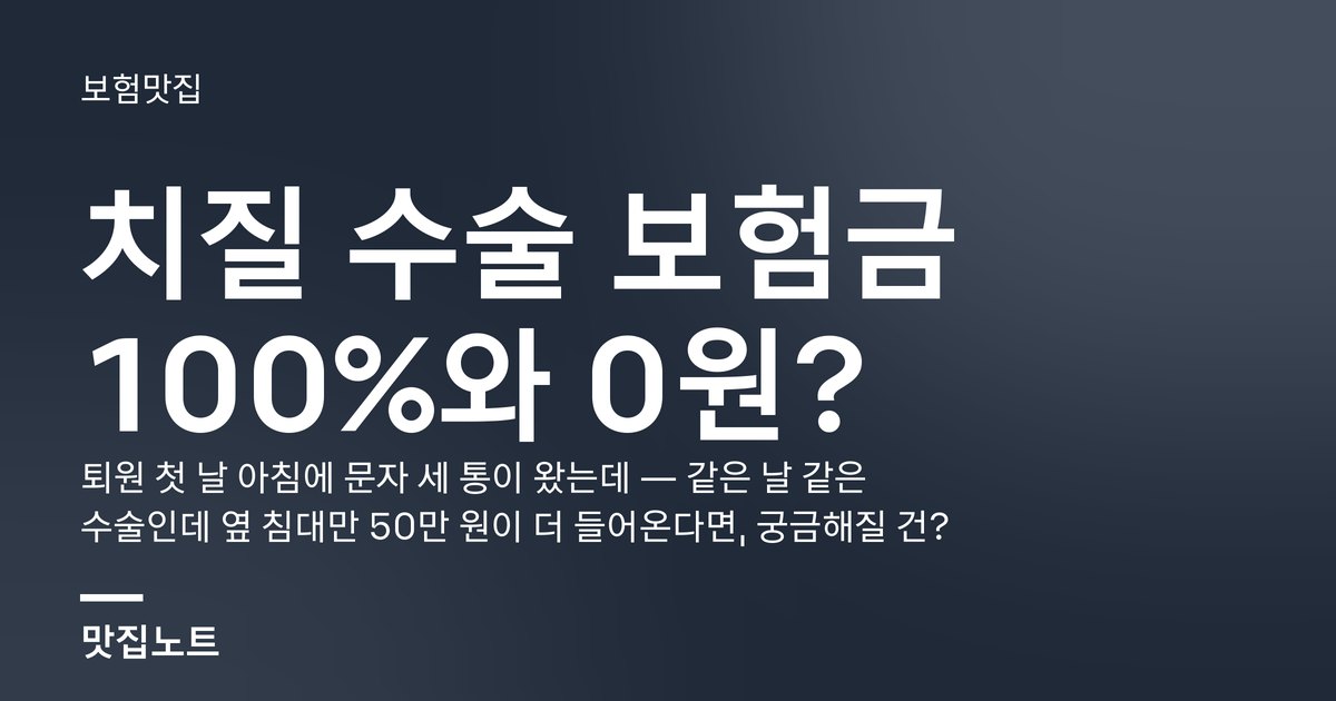 치질 수술(치핵근치술) 후 병실에서 실손 보험 청구 내역을 확인하는 모습