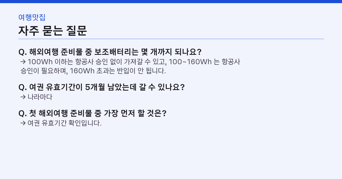 해외여행 준비물 체크리스트, 왜 보조배터리 100Wh 하나에 공항에서 걸릴까