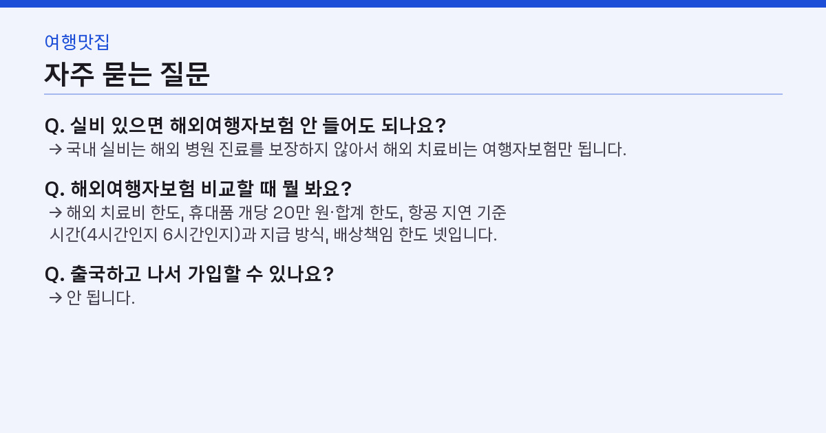 해외여행자보험 3박4일 5천 원 — 실비 있으면 빼야 하는 특약 1개